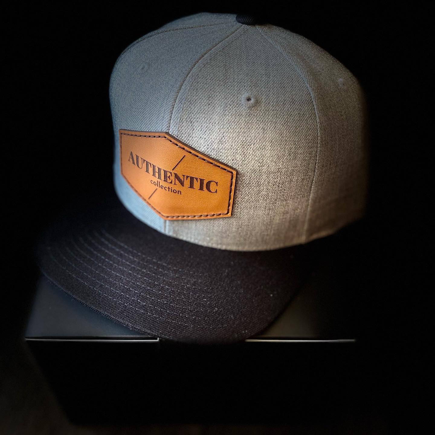 Core Heather Grey Leather Patch Snapback image 1