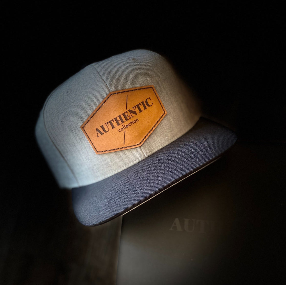 Core Heather Grey Leather Patch Snapback image 2