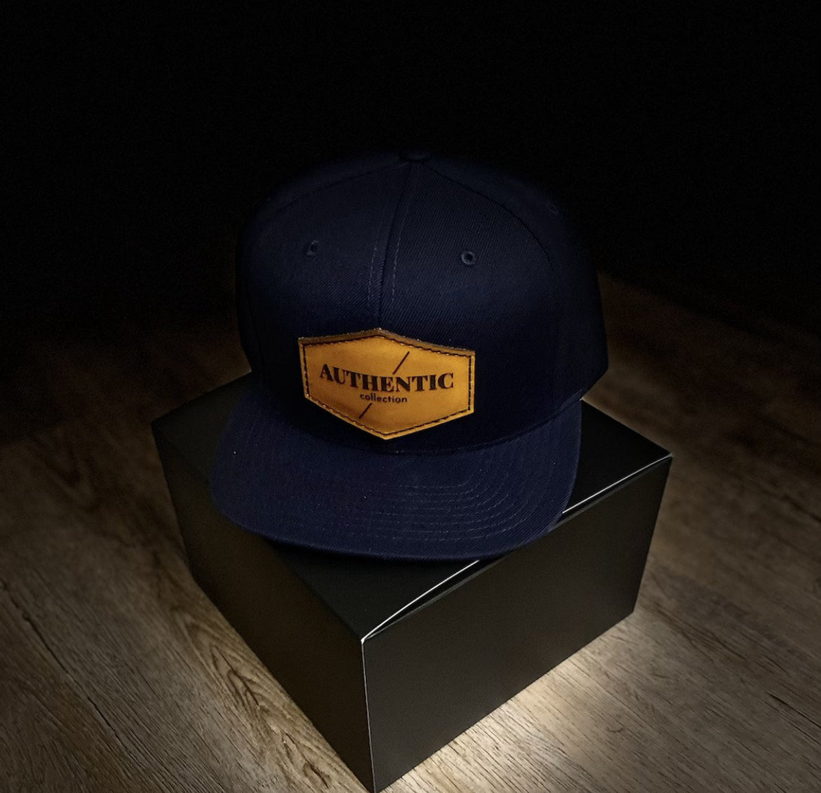 Core Navy Leather Patch Snapback image 0