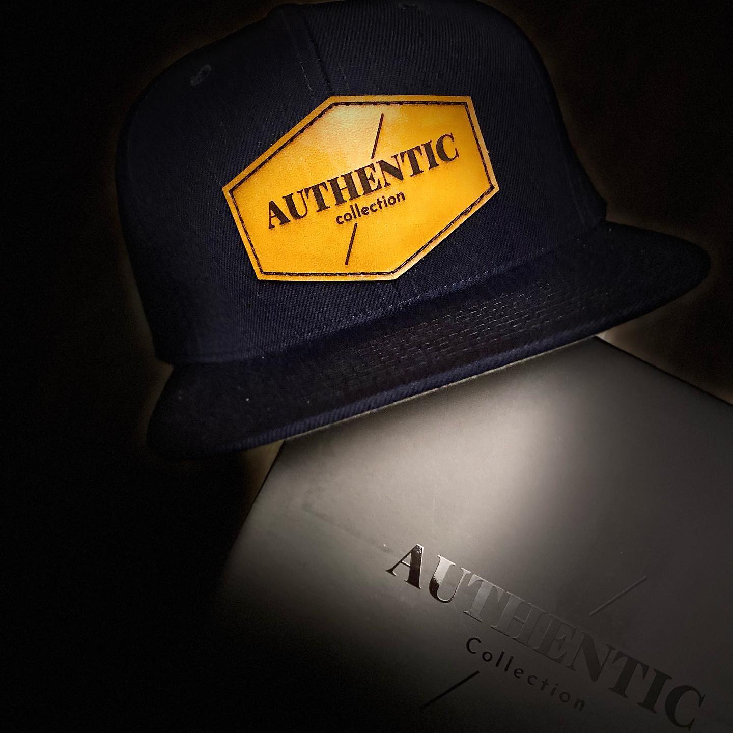 Core Navy Leather Patch Snapback image 1
